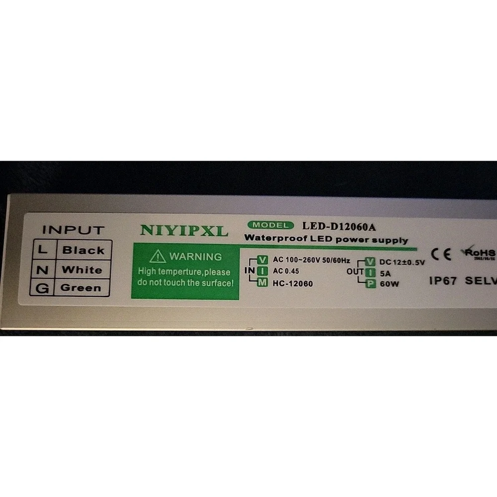 (QTY‎ 5) NIYIPXL LED Power Supplys Transformer Waterproof 100V-260VAC 12VDC